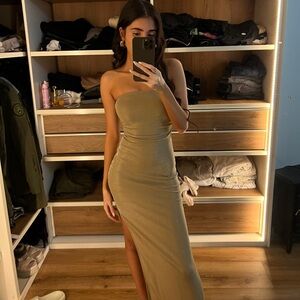 Bershka Strapless Gold Dress